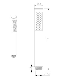 Ruční sprcha, 185mm, černá mat