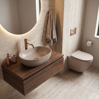 Sada Závěsné WC Focus + Umyvadlo na Desku Rea Focus Taupe