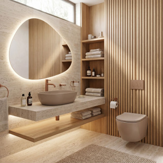 Sada Závěsné WC Focus + Umyvadlo na Desku Rea Focus Taupe