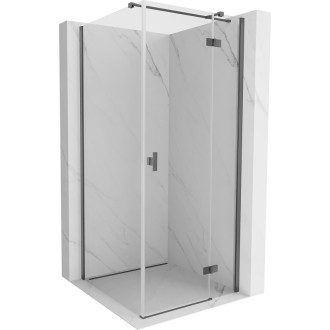 Sprchový kout Mexen Mist-H T s pravými panty 70 x 70 cm, průhledný, kartáčovaná pistolově šedá - 8A5T-070-070-66-00-P