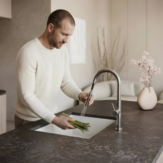 Dřezová baterie Novaservis Liquid s vytahovací sprškou, 2 proudy chrom BLQ8