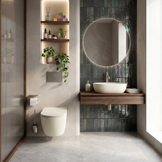 Sada Závěsné WC Focus + Umyvadlo na Desku Rea Focus Creme