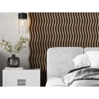 Akustické stěnové lamely Mexen Lam-SF 01 280 x 30 cm, plsť 9 mm, technická dýha, tmavý ořech - S106-280-01-044