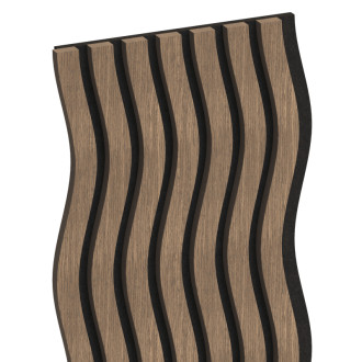 Akustické stěnové lamely Mexen Lam-SF 01 280 x 30 cm, plsť 9 mm, technická dýha, tmavý ořech - S106-280-01-044