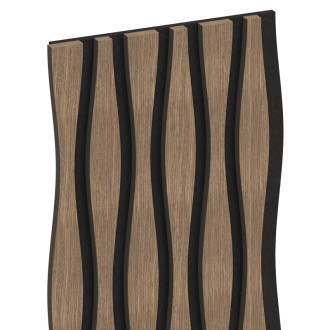 Akustické nástěnné lamely Mexen Lam-SF 26 280 x 30 cm, plsť 9 mm, technická dýha, tmavý ořech - S106-280-26-044