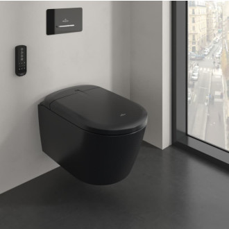 WC s prkénkem závěsné Villeroy & Boch Supreo černá zadní odpad V16EN2R7