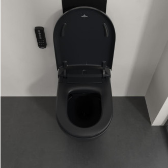 WC s prkénkem závěsné Villeroy & Boch Supreo černá zadní odpad V16EN2R7