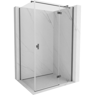 Sprchový kout Mexen Mist-H T s pravými panty 75 x 95 cm, průhledný, kartáčovaná pistolově šedá - 8A5T-075-095-66-00-P