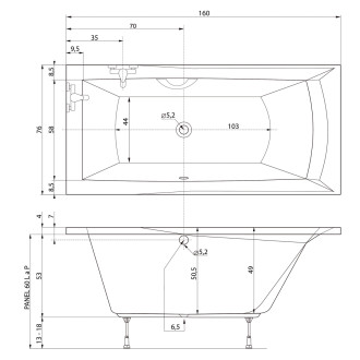 Vana PORTA 160 L bílá 160x76x50 V112160L04T03001
