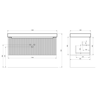 NELIO STRIP umyvadlová skříňka 116,5x44x49cm, 1x zásuvka, carina