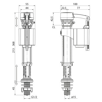 Napouštěcí ventil, spodní přívod 3/8"-1/2“