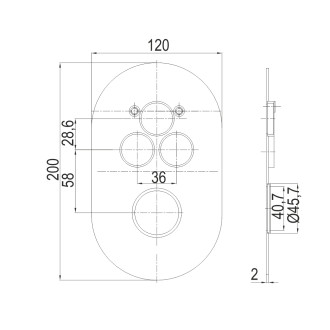 Mereo Kryt oválný pro 3-cestnou podomítkovou termostat. baterii, 120*200 mm M-CB415TOS3