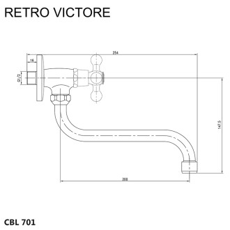 Mereo Retro Viktorie umyv.vý kohoutek nástěnný s ramínkem otočným 18mm - 200mm CBL701