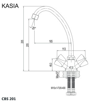 Mereo Kasia dřezová baterie stojánková, výška 250 mm CBS201