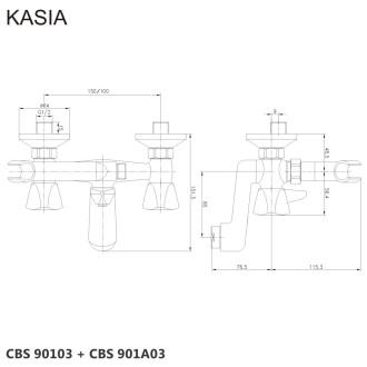 Mereo Kasia vanová baterie nástěnná 100 mm bez příslušenství CBS901A03