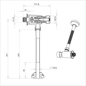 Pisoárová sada s tlačným ventilem 1/2" x 1/2" CBT805S