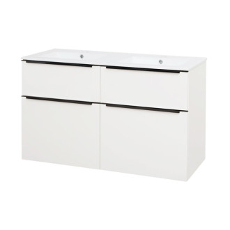 Mailo, koupelnová skříňka s umyvadlem,1210x720x476 mm,bílá,lesklá,černé madlo CN513B