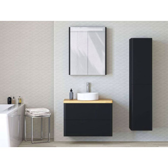 Siena, zrcadlová galerka s LED osvětlením, 644x820x140 mm, černá mat, 2 dveře CN446GA