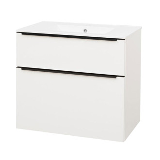 Mailo, koupelnová skříňka s umyvadlem, 810x720x476 mm, bílá, matná, černé madlo CN541B