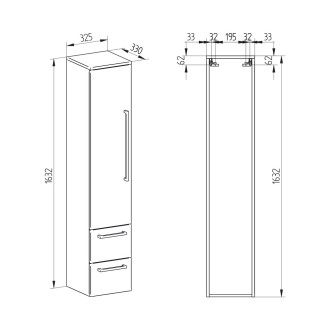 Mereo Bino, koupelnová skříňka vysoká 163 cm, pravá, dub Arlington