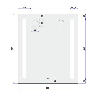 Zrcadlo 600x700 mm, LED osvětlení CN697