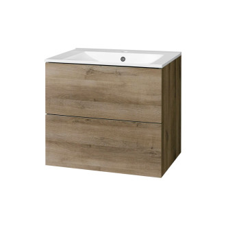 Aira, koupelnová skříňka s keramickým umyvadlem 610x548x465 mm, spodní, dub Halifax CN740