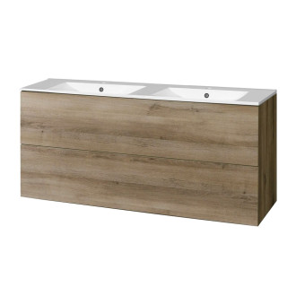 Aira, koupelnová skříňka s keramickým umyvadlem 1210x548x465 mm, spodní, dub Halifax CN743