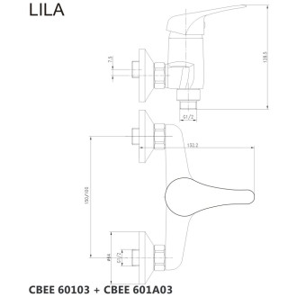 Mereo Lila sprchová baterie nástěnná 150 mm bez příslušenství CBEE60103