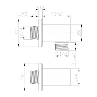 Mereo Stěnový vývod, hranatý, se zpětnou klapkou, pochromovaná mosaz CB700B