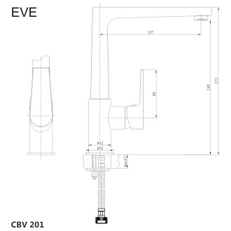 Mereo Eve dřezová baterie stojánková s ramínkem plochým CBV201