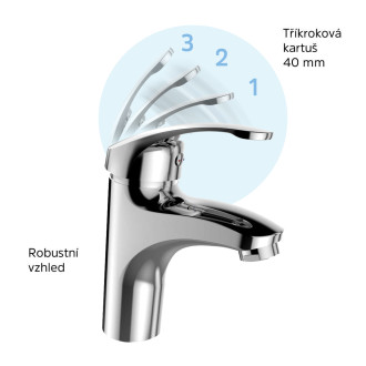 Mereo Sonáta dřezová baterie nástěnná 100 mm s ramínkem plochým vyhnutým 210 mm CB301AN