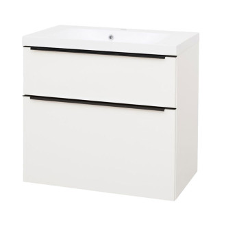 Mailo, koupelnová skříňka s umyvadlem z litého mram, 810x750x476 mm, bílá, matná CN541MB