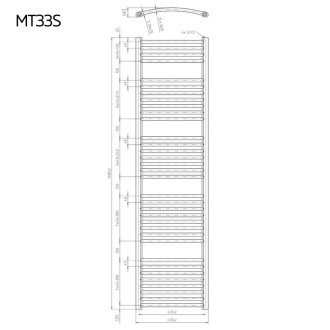 Mereo Otopný žebřík oblý 450x1690 mm, bílý, středové připojení MT33S