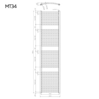 Mereo Otopný žebřík oblý 450x1850 mm, bílý, elektrický MT34E