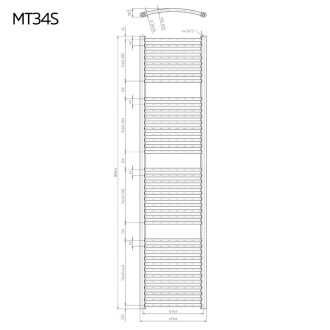 Mereo Otopný žebřík oblý 450x1850 mm, bílý, středové připojení MT34S