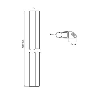Mereo Sada magnetických lišt pro sprchové kouty čtvercové, obdélníkové, 6mm, 2ks M-CKND12M