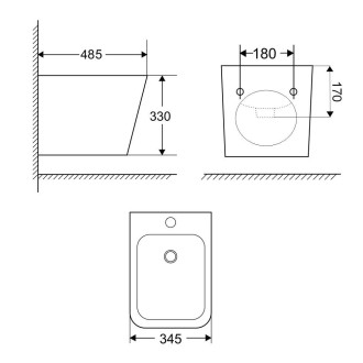 Mereo Bidet závěsný kapotovaný , 485x345x330, keramický, bílý
