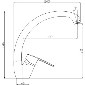Mereo Dřezová stojánková mimoúrovňová baterie, Pergo s ramínkem nad pákou, výška 240 mm, chrom