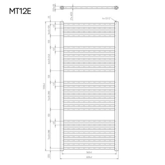 Mereo Otopný žebřík rovný 600x1330 mm, bílý, elektrický MT12E