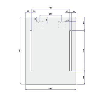 Zrcadlo 600x800 mm, osvětlení, tlačítkový vypínač CN702