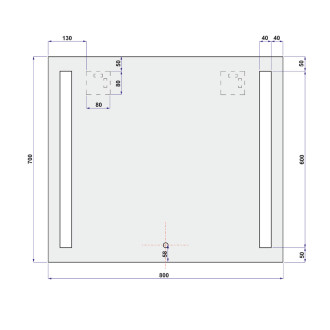 Zrcadlo 800x700 mm, LED osvětlení CN699