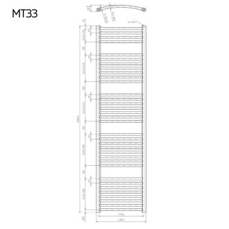 Mereo Otopný žebřík oblý 450x1690 mm, bílý MT33