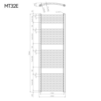Mereo Otopný žebřík oblý 450x1330 mm, bílý, elektický MT32E