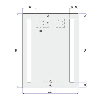 Zrcadlo 600x800 mm, LED osvětlení CN698