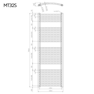Mereo Otopný žebřík oblý 450x1330 mm, bílý, středové připojení MT32S