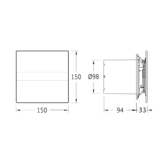 E-100 GT koupelnový ventilátor axiální s časovačem, 8W, potrubí 100mm, bílá 00900100