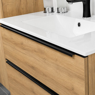 Mailo, koupelnová skříňka s umyvadlem, 610x720x476 mm,dub Riviera, černé madlo CN520B
