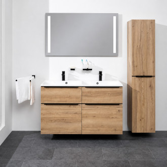 Mailo, koupelnová skříňka s umyvadlem, 1210x720x476 mm, dub Riviera, černé madlo CN523B