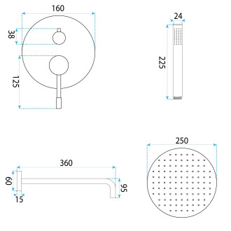 Podomítková sprchová sada Rea Lungo Diamond Brush Copper + BOX