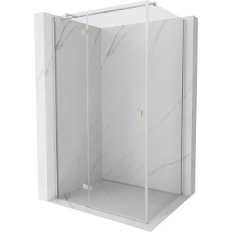 Sprchový kout Mexen Mist-H T s levým výklopným uzávěrem 75 x 90 cm, průhledný, kartáčovaný nikl - 8A5T-075-090-97-00-L
